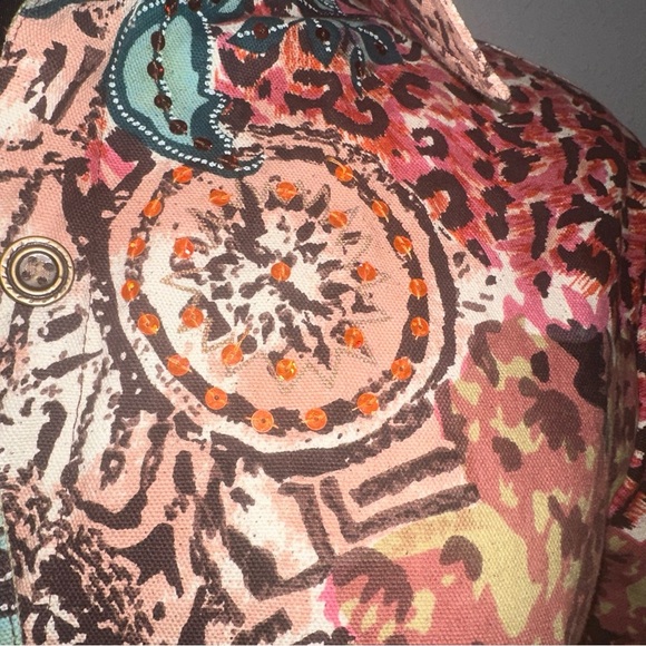 Women’s multicolor Gaudy Couture jean jacket sz XL - Picture 4 of 11